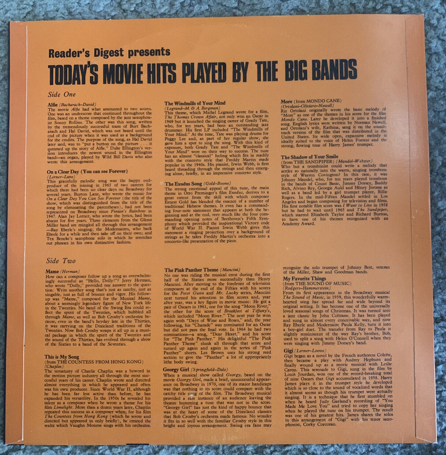 Vinyl LP TODAY’S MOVIE HITS PLAYED BY THE BIG BANDS Readers Digest NEW Vintage