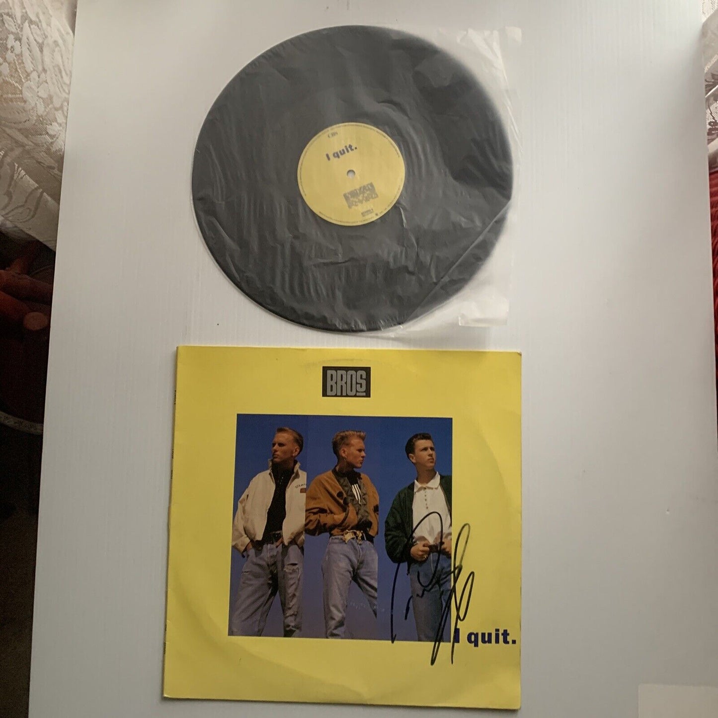 Vinyl LP 12" Single BROS I Quit Rare Signed 1988 Australia Release 45RPM Record