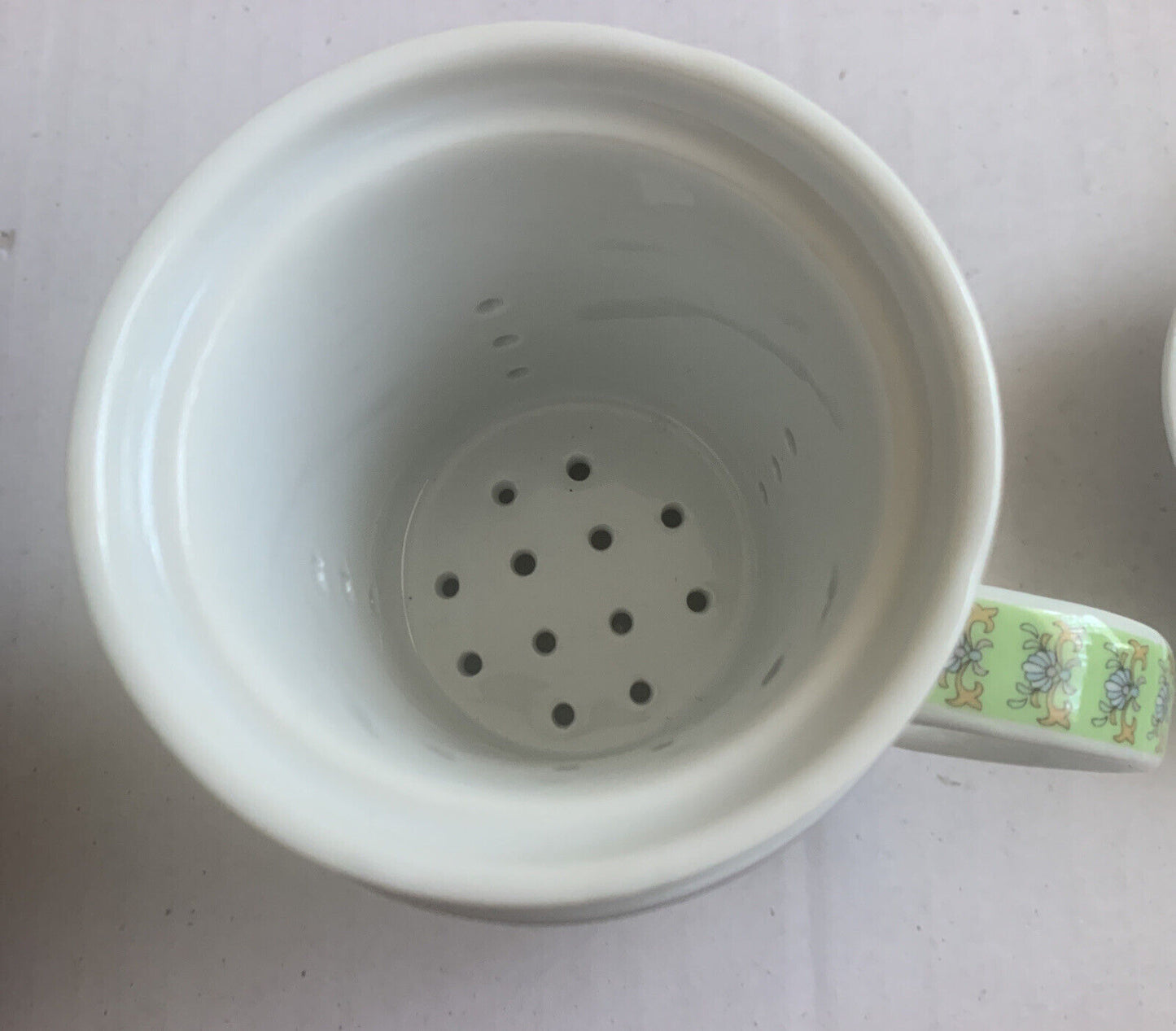 Mug w Lid Work At Sth Tea Cup Oriental Lotus Design Ceramic Strainer In Box NEW