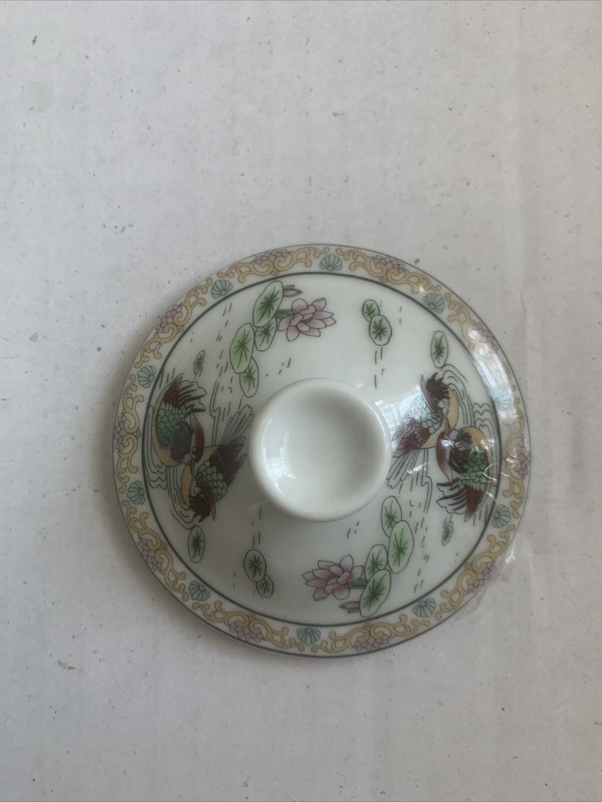 Mug w Lid Work At Sth Tea Cup Oriental Lotus Design Ceramic Strainer In Box NEW