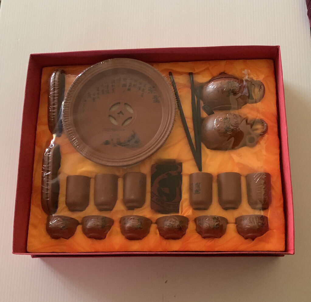 SUIYOSHI Vintage HOLY TEA Japanese Tea Set Terracotta Porcelain 6 Box Set NEW