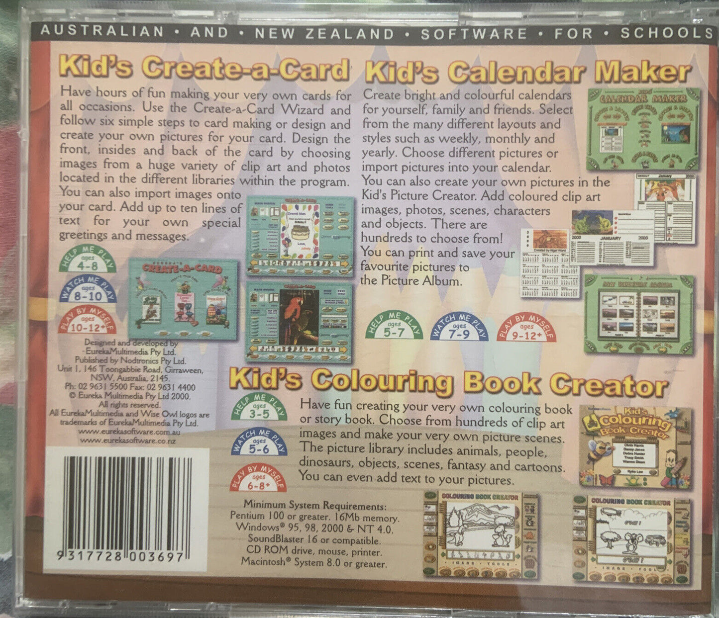PC CD Rom KIDS PRINT STUDIO Eureka Multimedia Card Calendar Book QuickStart Book