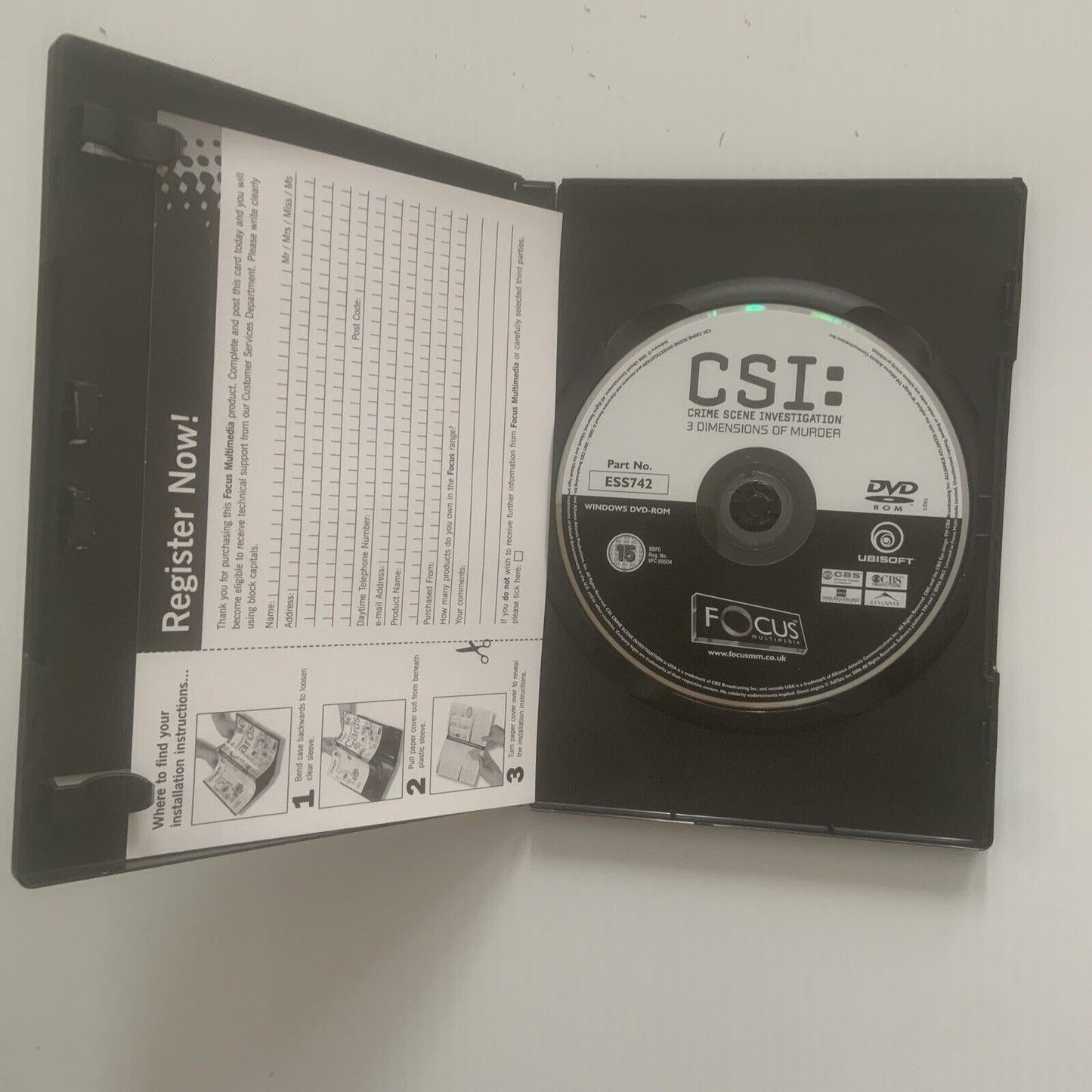PC DVD ROM CSI Crime Scene Investigation 3 Dimensions Of Murder Booklet & Disc