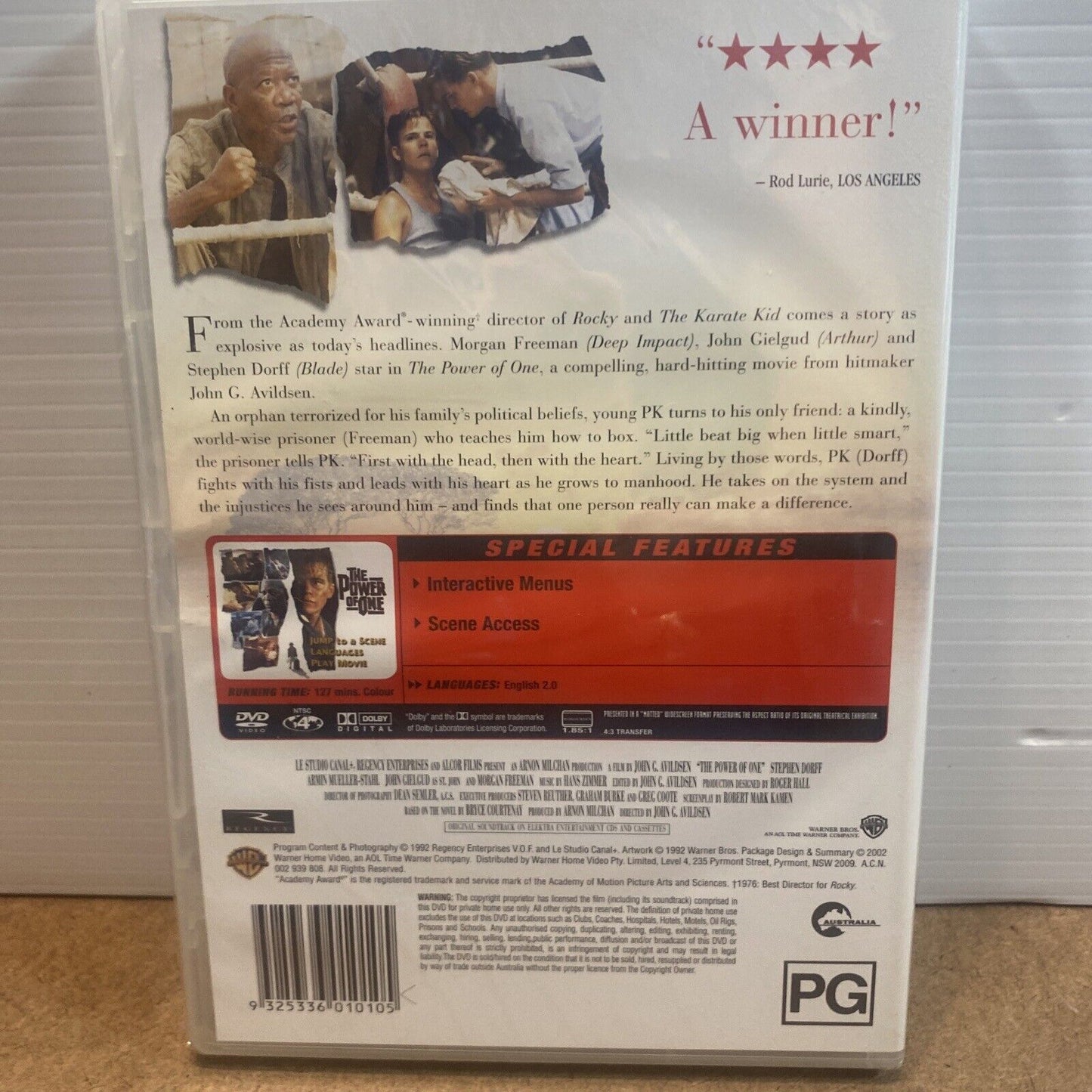 DVD THE POWER OF ONE Morgan Freeman Stephen Dorff 1992 Classic Movie Sealed NEW