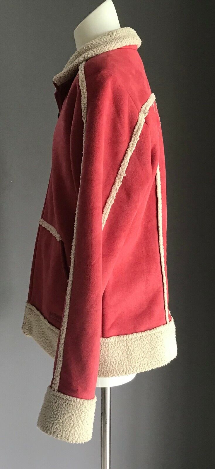 Tween Girl KATHMANDU Pink Sherpa Trim & Lined Faux Suede Jacket Sz 12 Super Warm