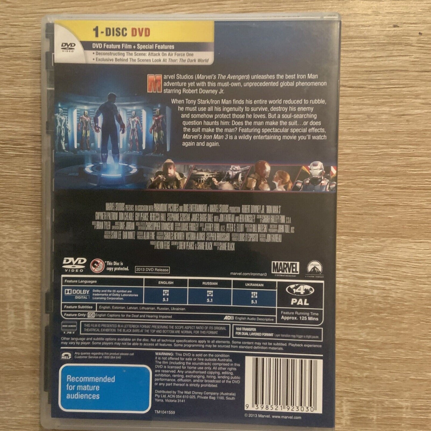 DVD IRON MAN 3 Marvel Superhero Action Adventure Violence Super Powers