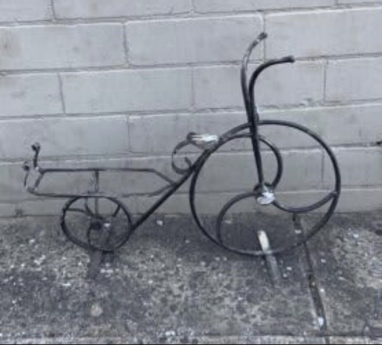Bicycle Plant Stand Vintage Wrought Iron Black 52cm W Basket Garden Pot Holder