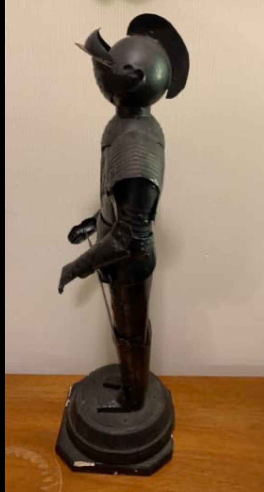 Mid century 53cm MALTA souvenir Medieval knight w sword Pressed metal tin Armour
