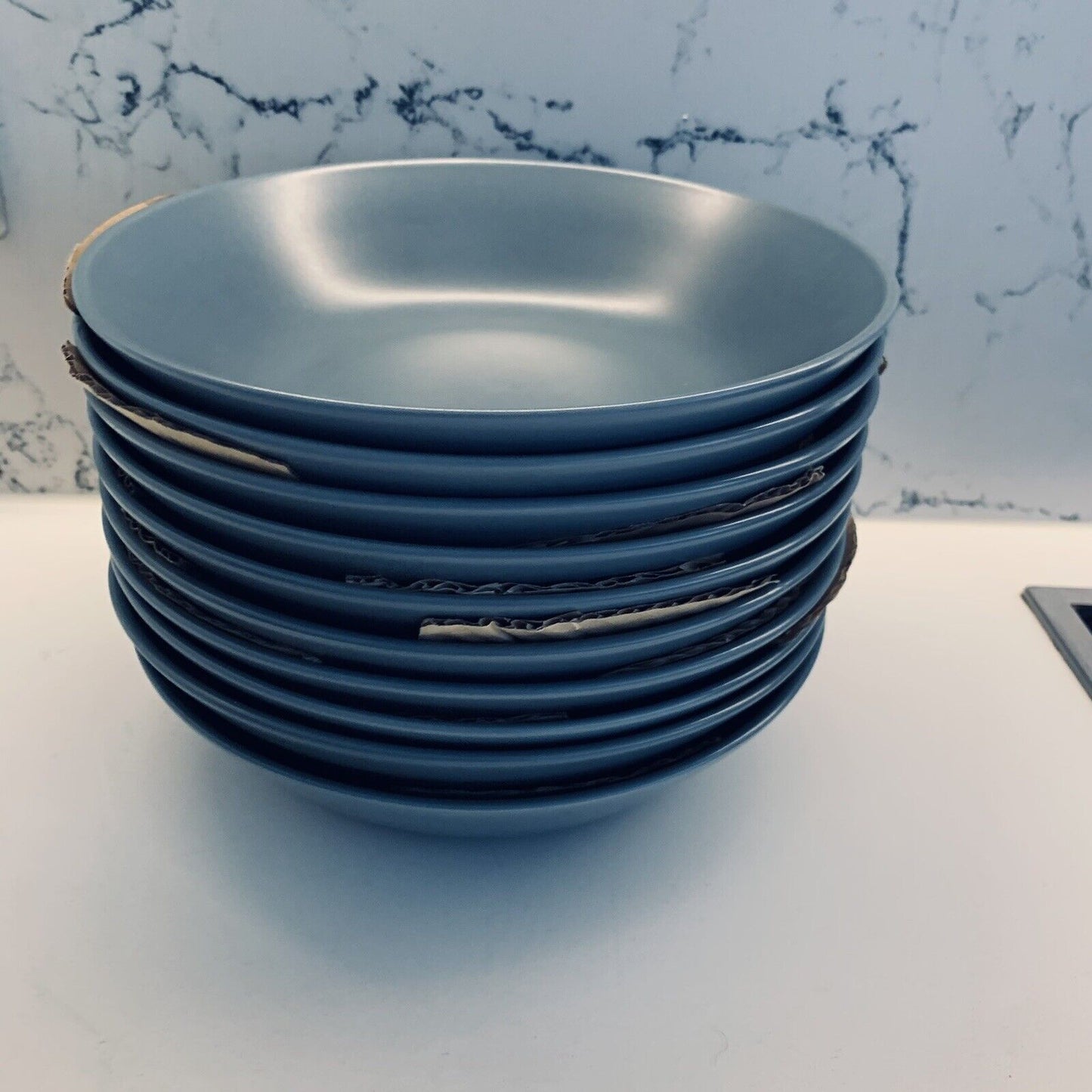 10x 22cm Matte Gloss Dinner PLATE Dinner Dessert Soup Cereal Bowl Grey Stoneware