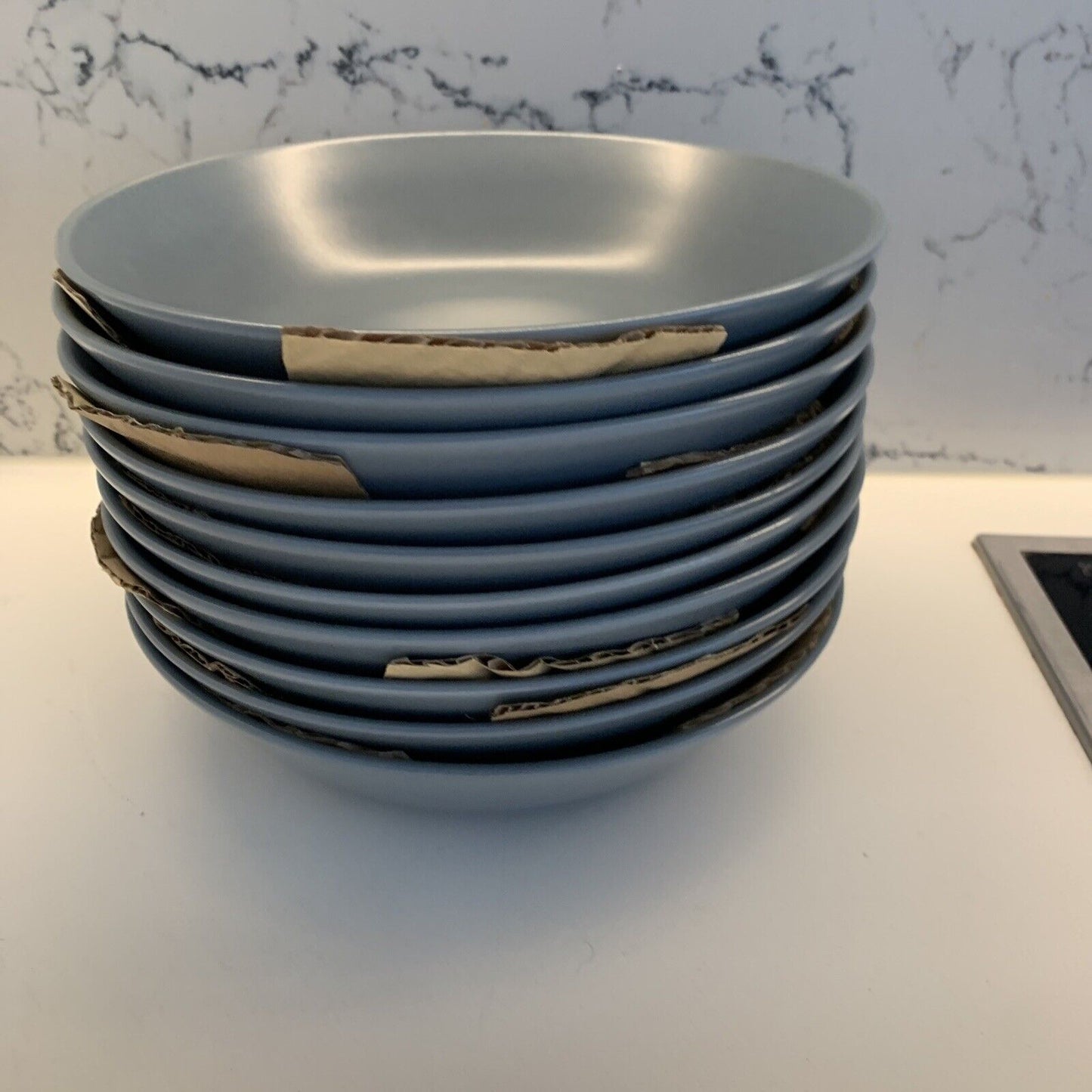 10x 22cm Matte Gloss Dinner PLATE Dinner Dessert Soup Cereal Bowl Grey Stoneware