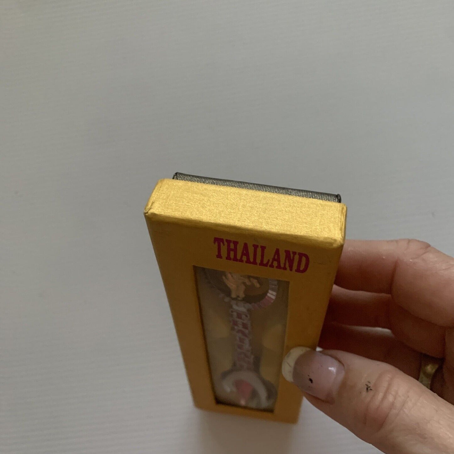 THAILAND Silver Gold Tone Elephant Travel Souvenir Tea Spoon Teaspoon Box NEW