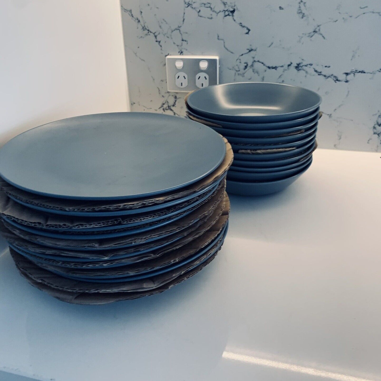 10x 26cm Matte Gloss Dinnerware Dinner Plate Grey Stoneware Beautiful
