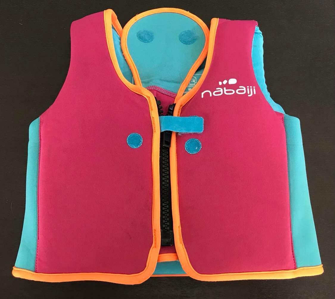 Girls NABAIJI Swim Vest & Cap Pink & Blue Foam Stretch Size M 18 30 kgs Buoyancy