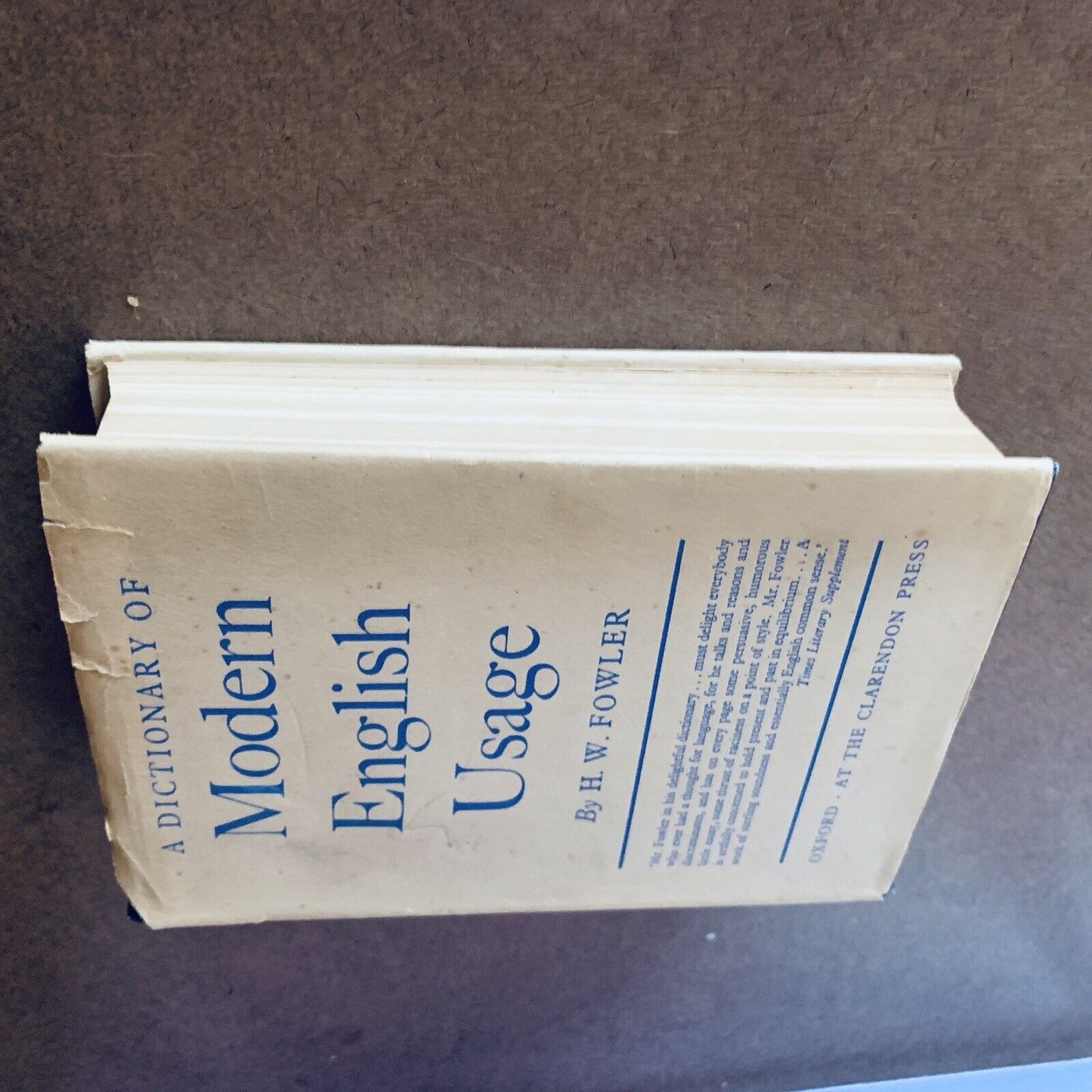 HC Book A DICTIONARY OF MODERN ENGLISH USAGE H W Fowler DJ 1958 Words Language