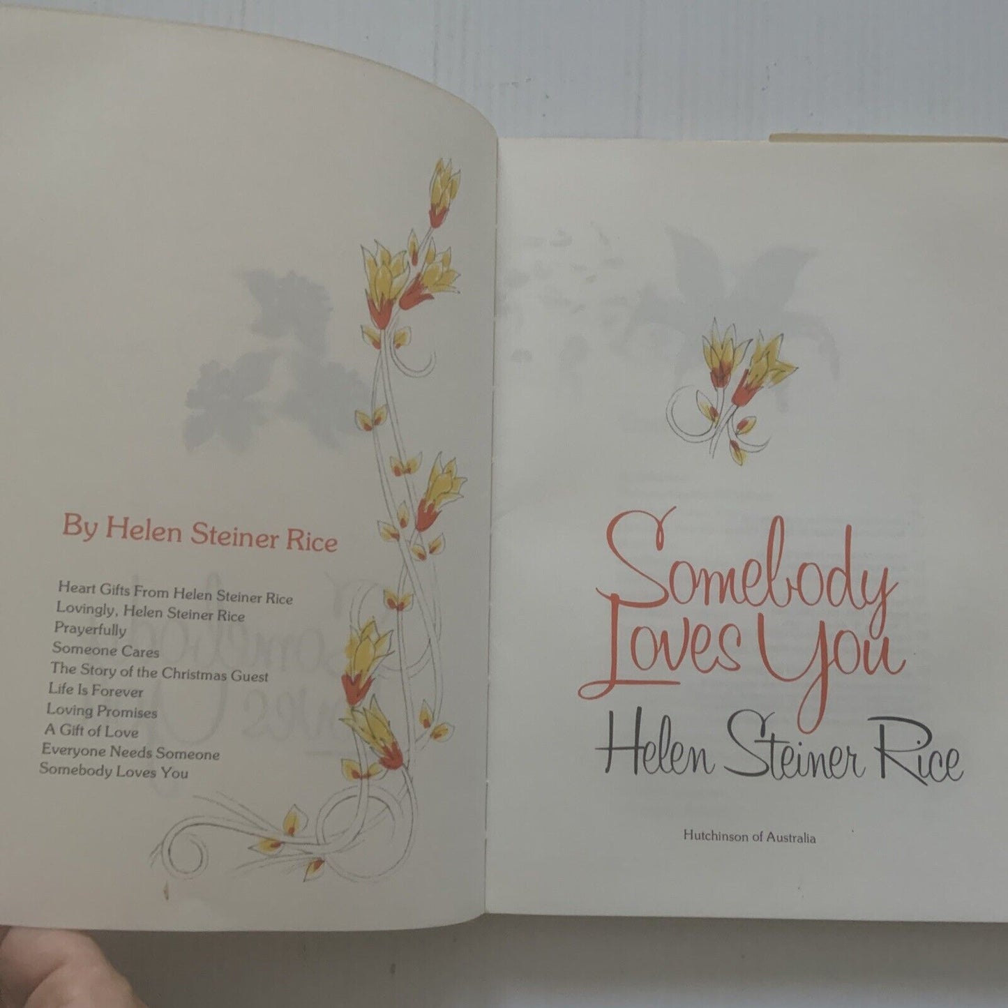 HC Book SOMEBODY LOVES YOU By Helen Steiner Rice Poetry 1983 Reprint Vintage DJ