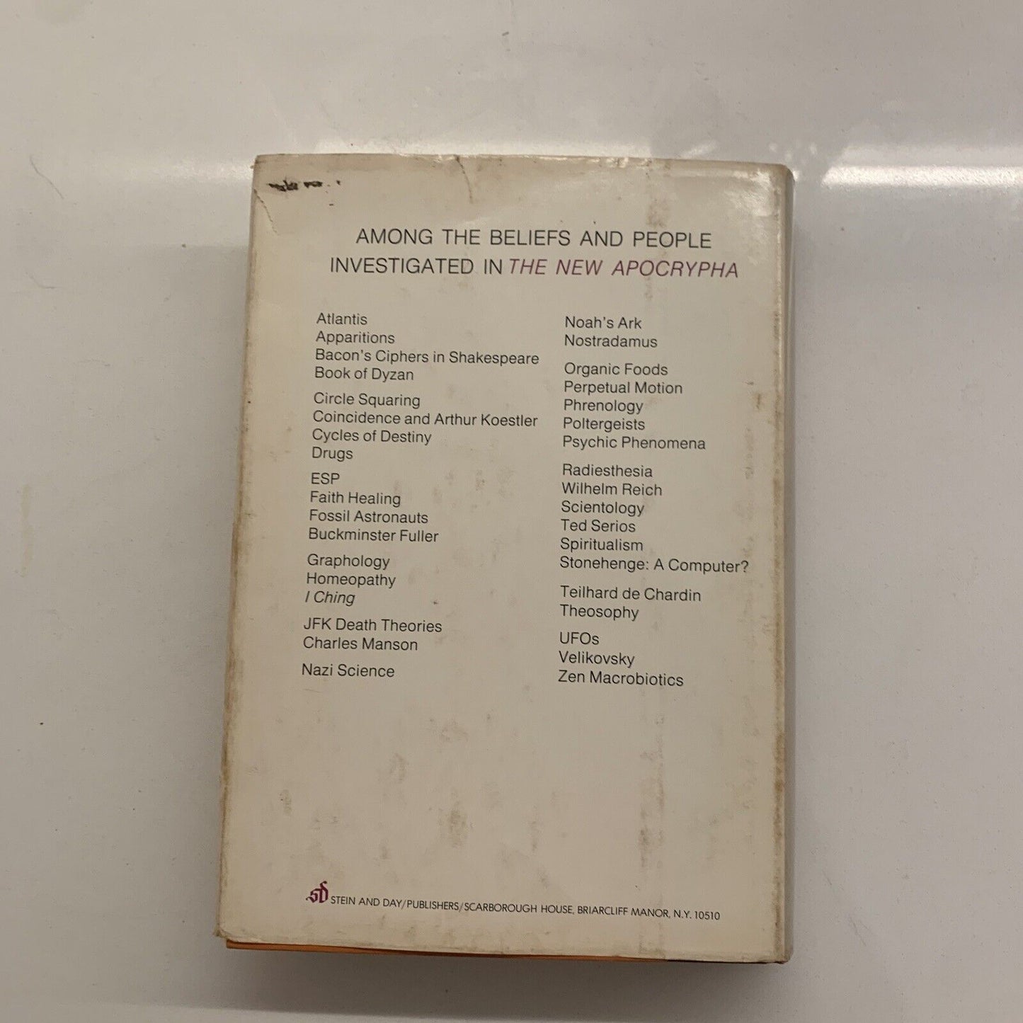HC Book THE NEW APOCRYPHA Strange Sciences and Occult Belief DJ 1973 John Sladek