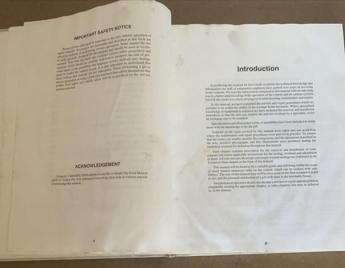 Gregorys AUTOFIX NISSAN PINTARA & FORD CORSAIR 1989 1993 Owners Service Manual