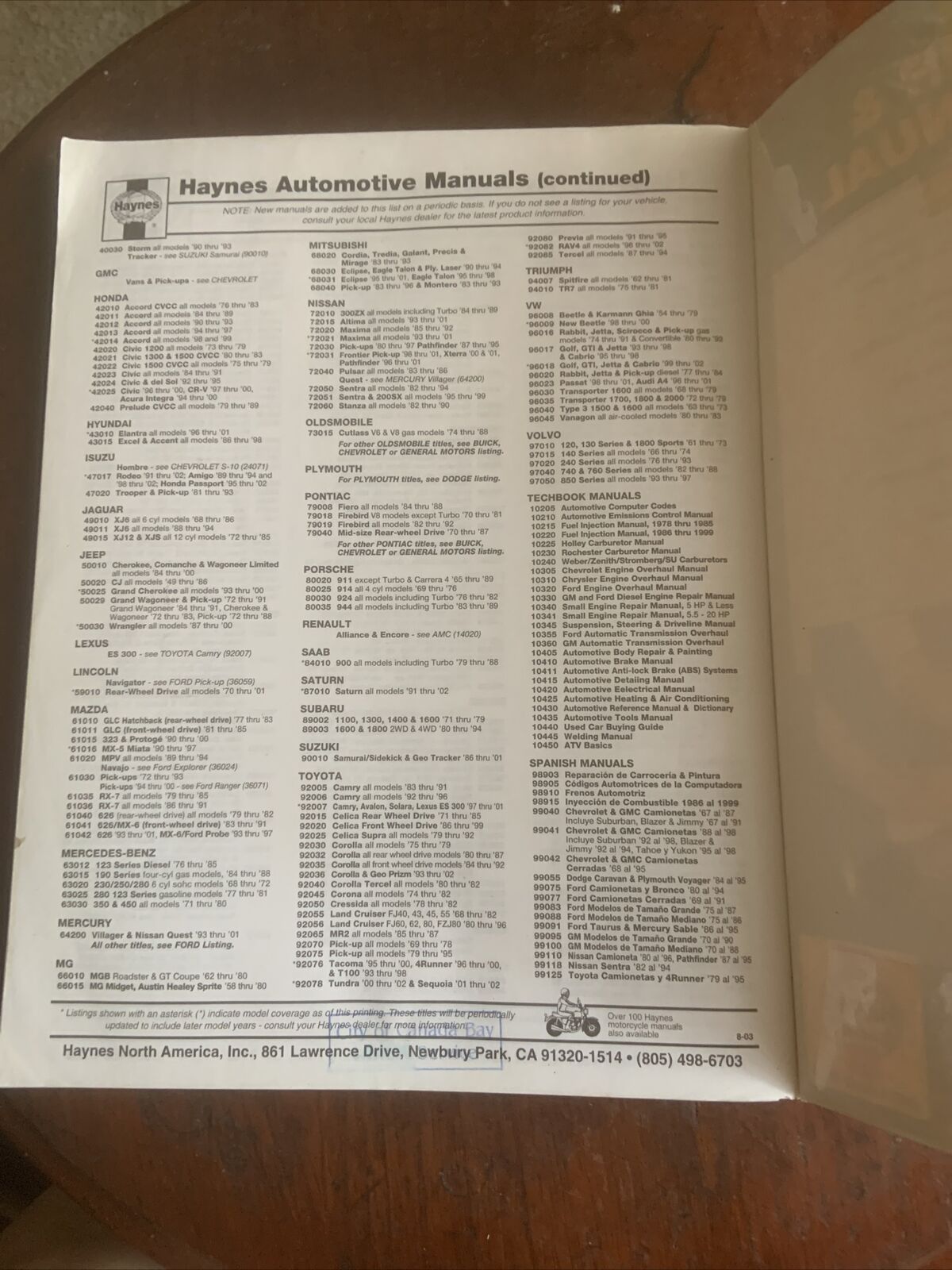 PB HAYNES TECHBOOK 10405 Automotive Body Repair & Painting Manual Car