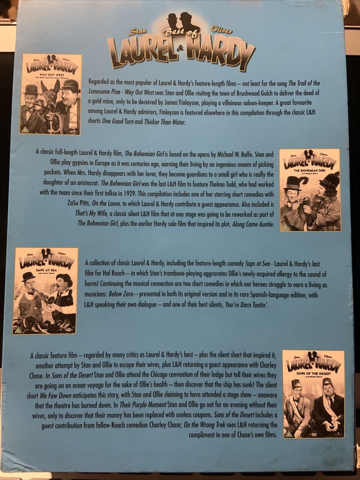 DVD Best Of LAUREL & HARDY Way Out West The Bohemian Girl Saps at Sea Slapstick
