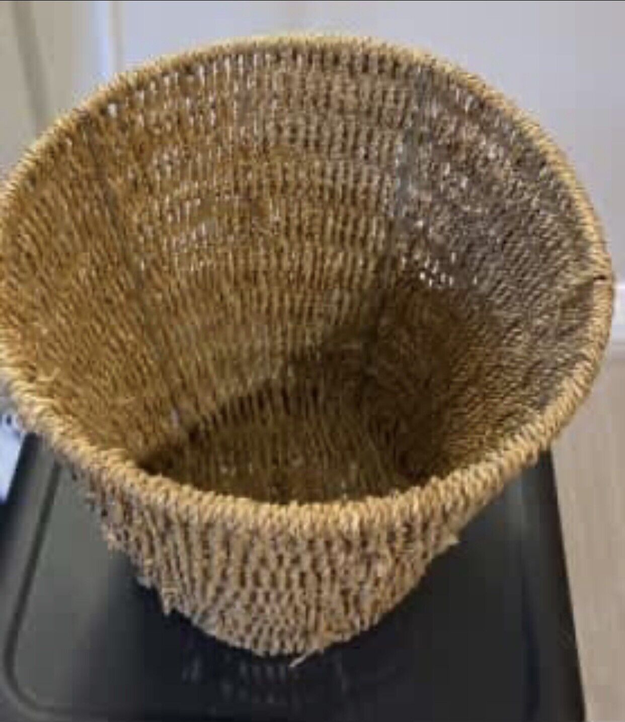24cm Sea Grass Basket Sisal Jute Woven Metal Frame Paper Planter Storage AE168
