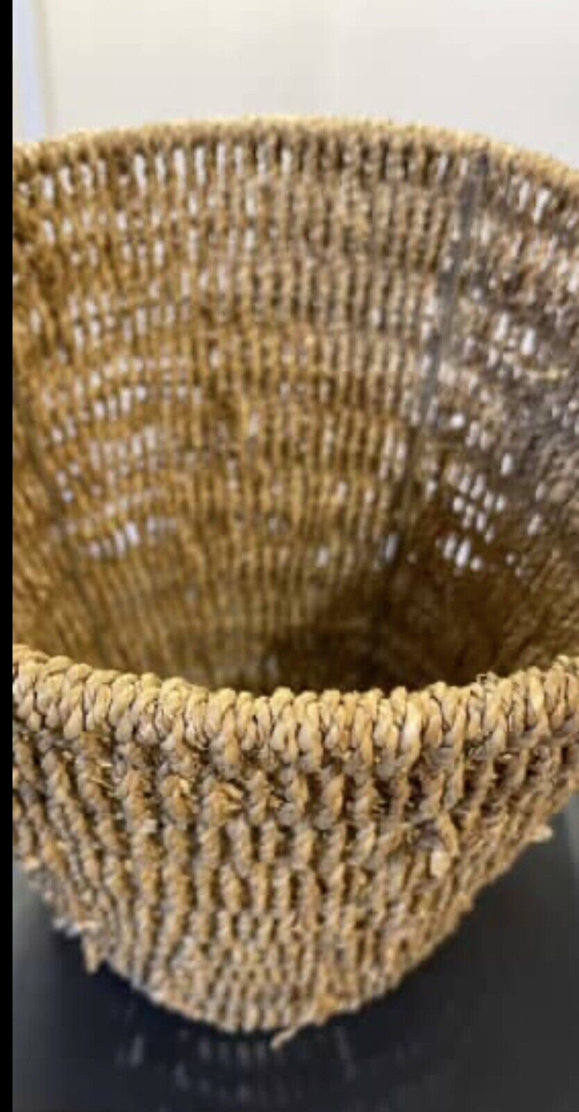 24cm Sea Grass Basket Sisal Jute Woven Metal Frame Paper Planter Storage AE168