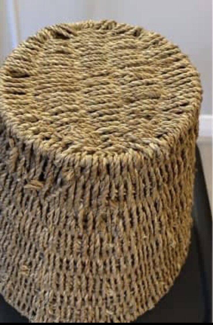 24cm Sea Grass Basket Sisal Jute Woven Metal Frame Paper Planter Storage AE168