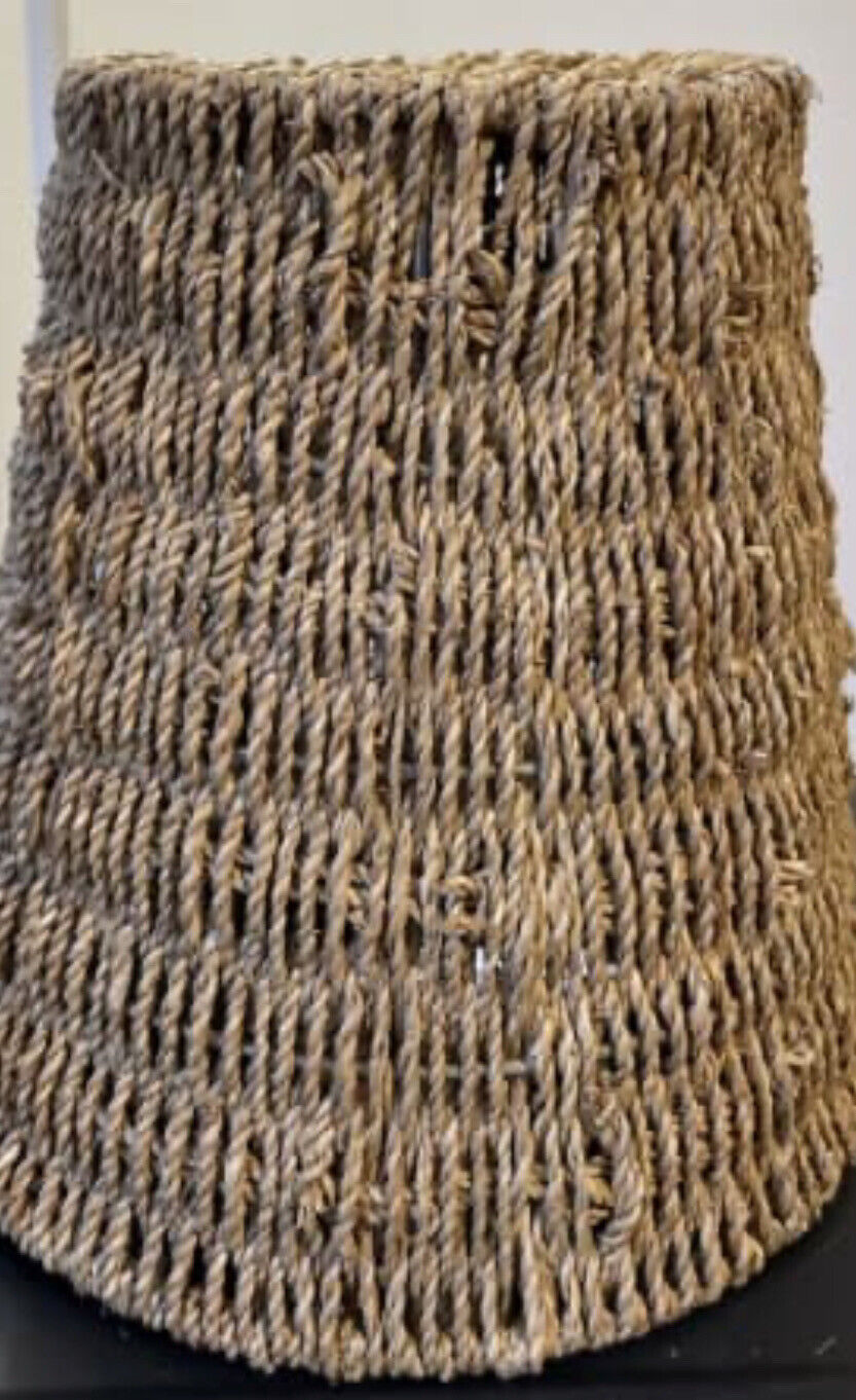 24cm Sea Grass Basket Sisal Jute Woven Metal Frame Paper Planter Storage AE168