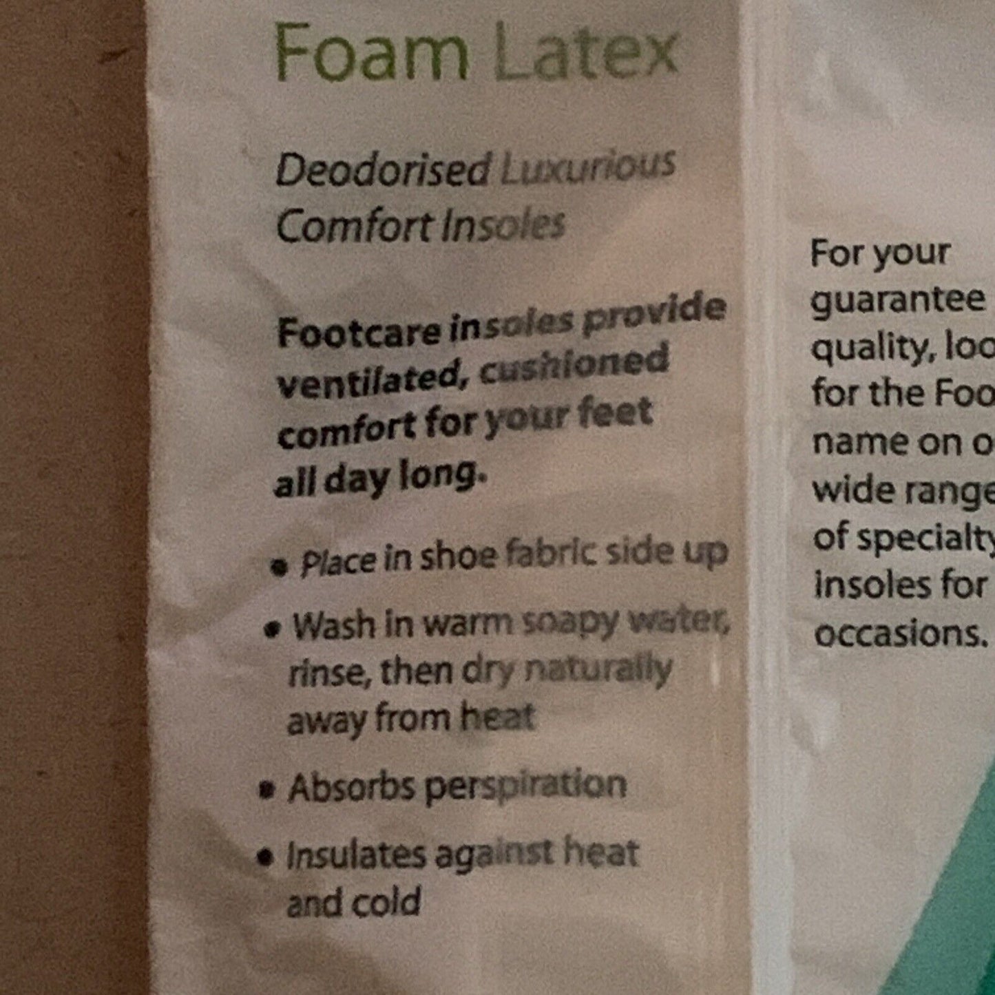 FOOTCARE Foam Latex Comfort Insoles 1 PAIR universal Size Medium Deodorised