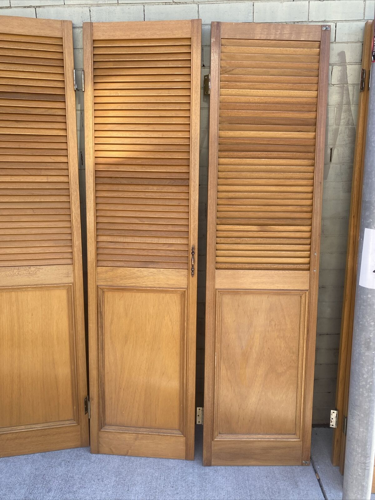 4 x French Louvre Door 203x52cm Wood Bifold Louvres Shutters Wainscoting Hampton
