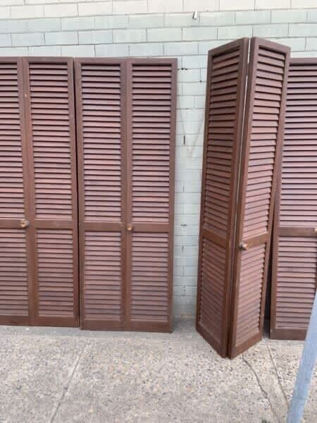 Pair Rustic Cedar Louvre Door 200 x 35.5cm Bifold French Shutter 4 Pairs Avail