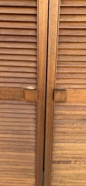 2 x Rustic French Louvre Doors 201x53cm Wooden Bifolds Louvres Shutters Cladding