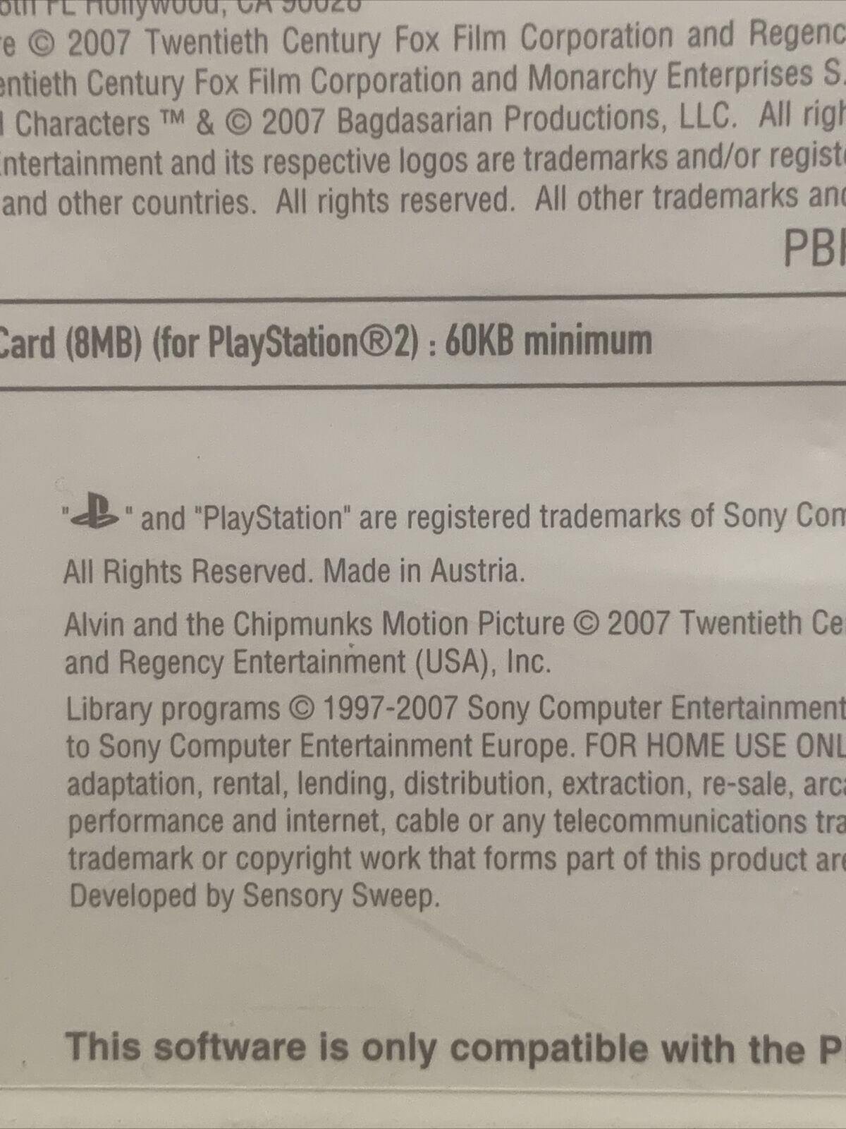 Playstation 2 ALVIN AND THE CHIPMUNKS PS2 Original Case Booklet Disc Set 2007