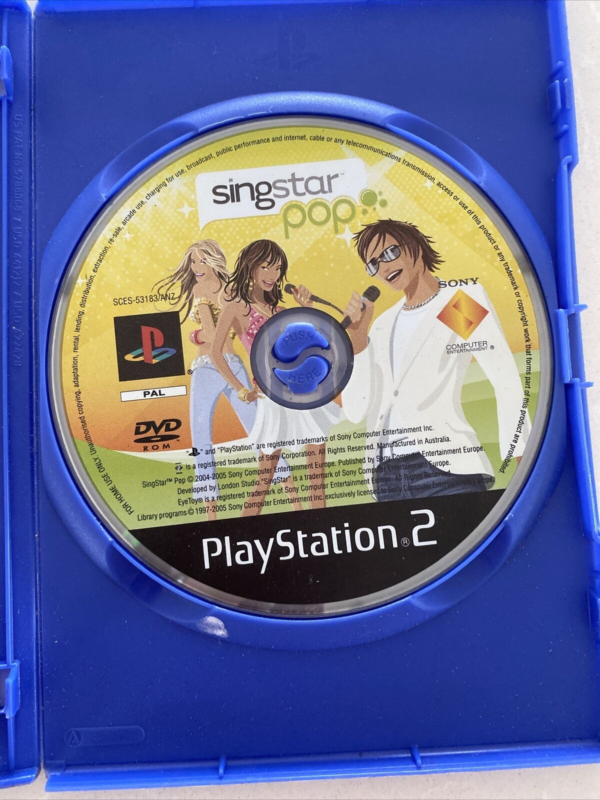 Playstation 2 Singstar POP PS2 Sony Game + Manual Blue Case 2005 G 8+ Clean Disc