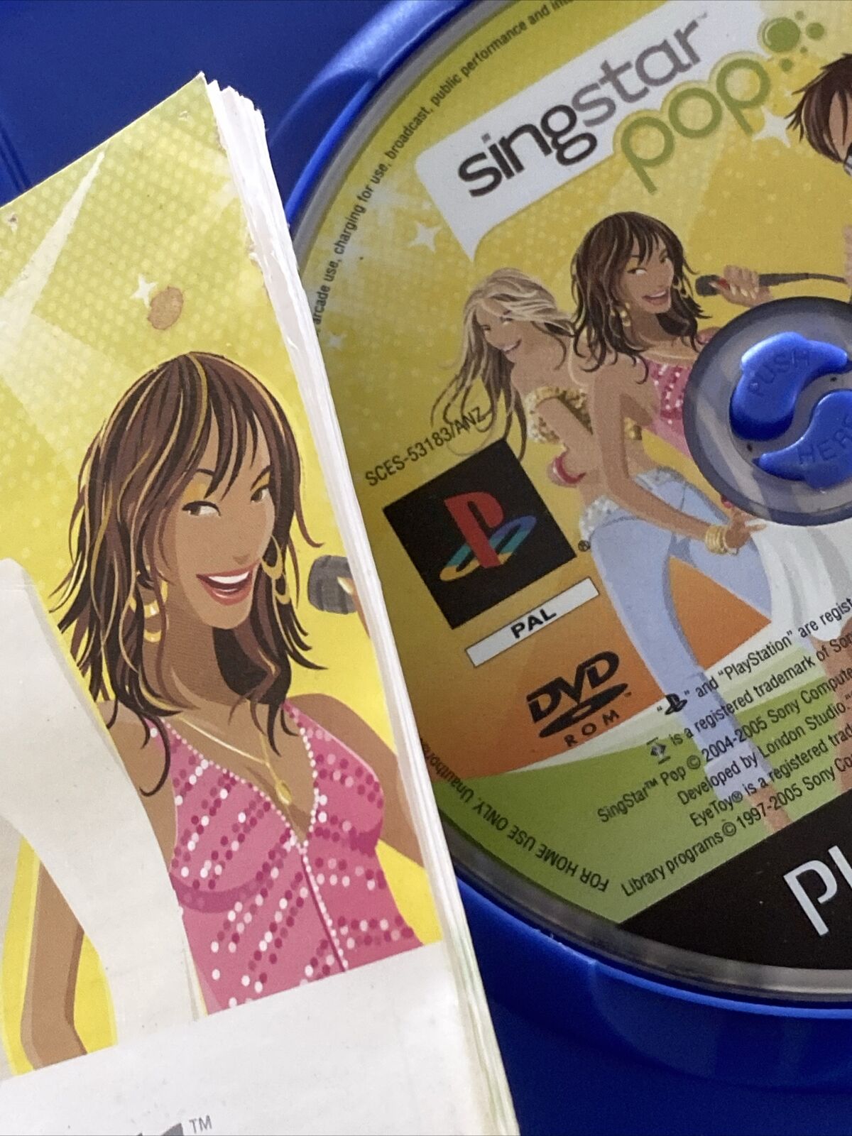 Playstation 2 Singstar POP PS2 Sony Game + Manual Blue Case 2005 G 8+ Clean Disc
