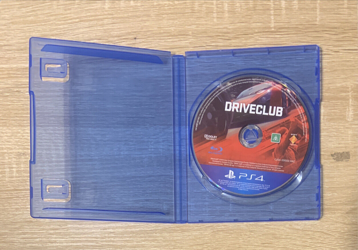 Playstation 4 DRIVECLUB No Cover Just Plain Jewel Case W DISC PS4 Like New