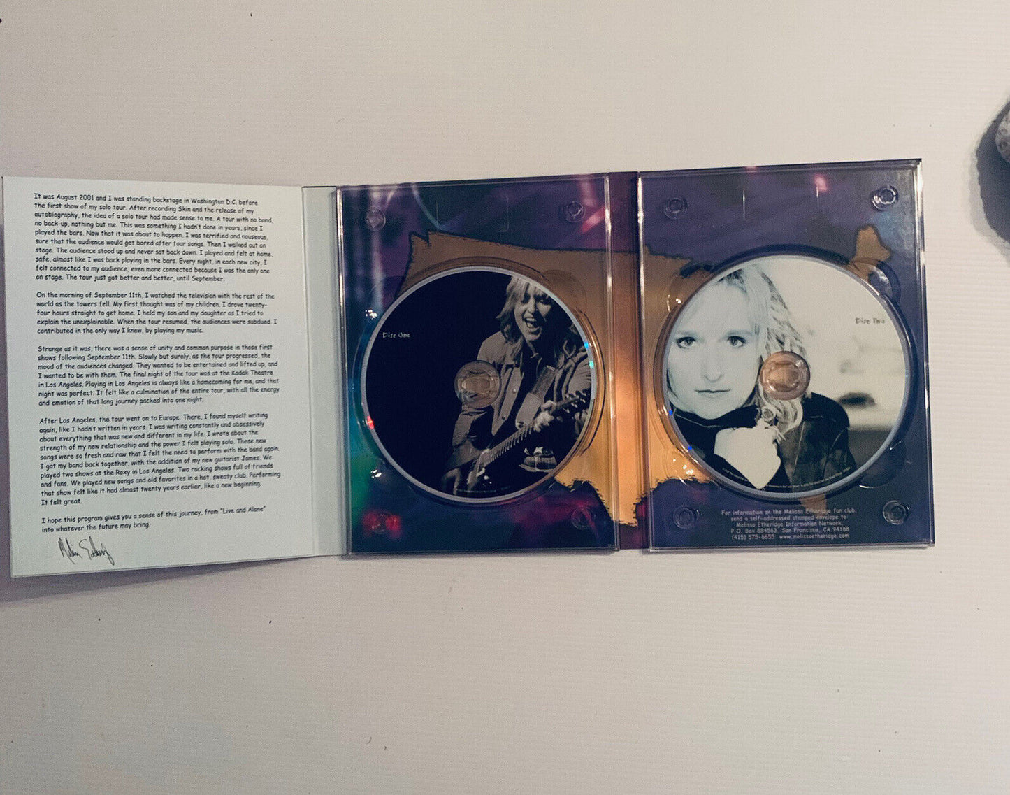 DVD 2 Disc Melissa Etheridge Live...and Alone Collectors Set Concert Flip Case