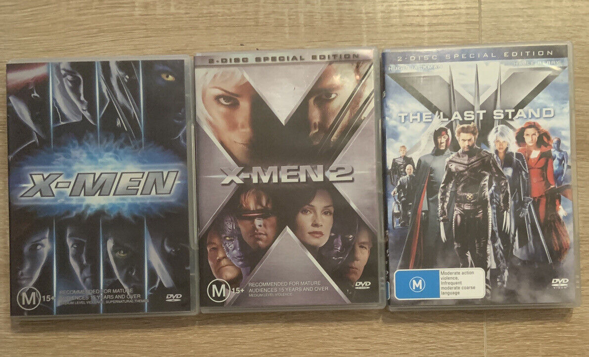 DVD x 3 Bundle X-Men 1 2 & 3 Hugh Jackman Movie Smart Funny Popping Action
