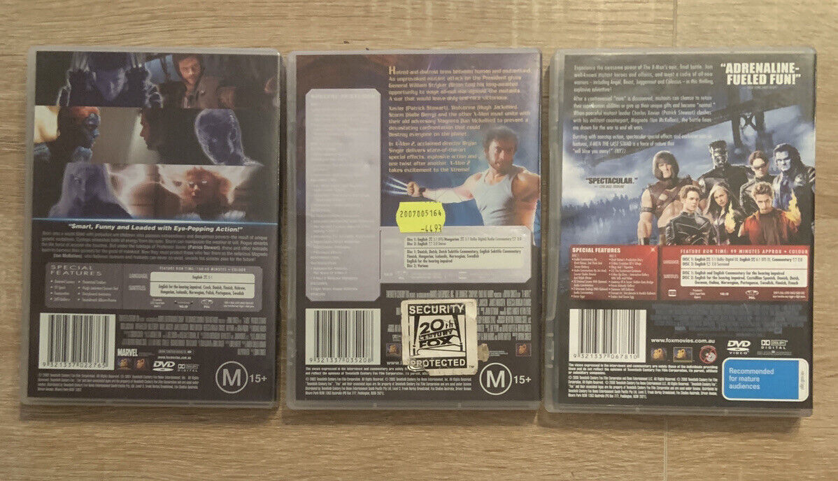 DVD x 3 Bundle X-Men 1 2 & 3 Hugh Jackman Movie Smart Funny Popping Action