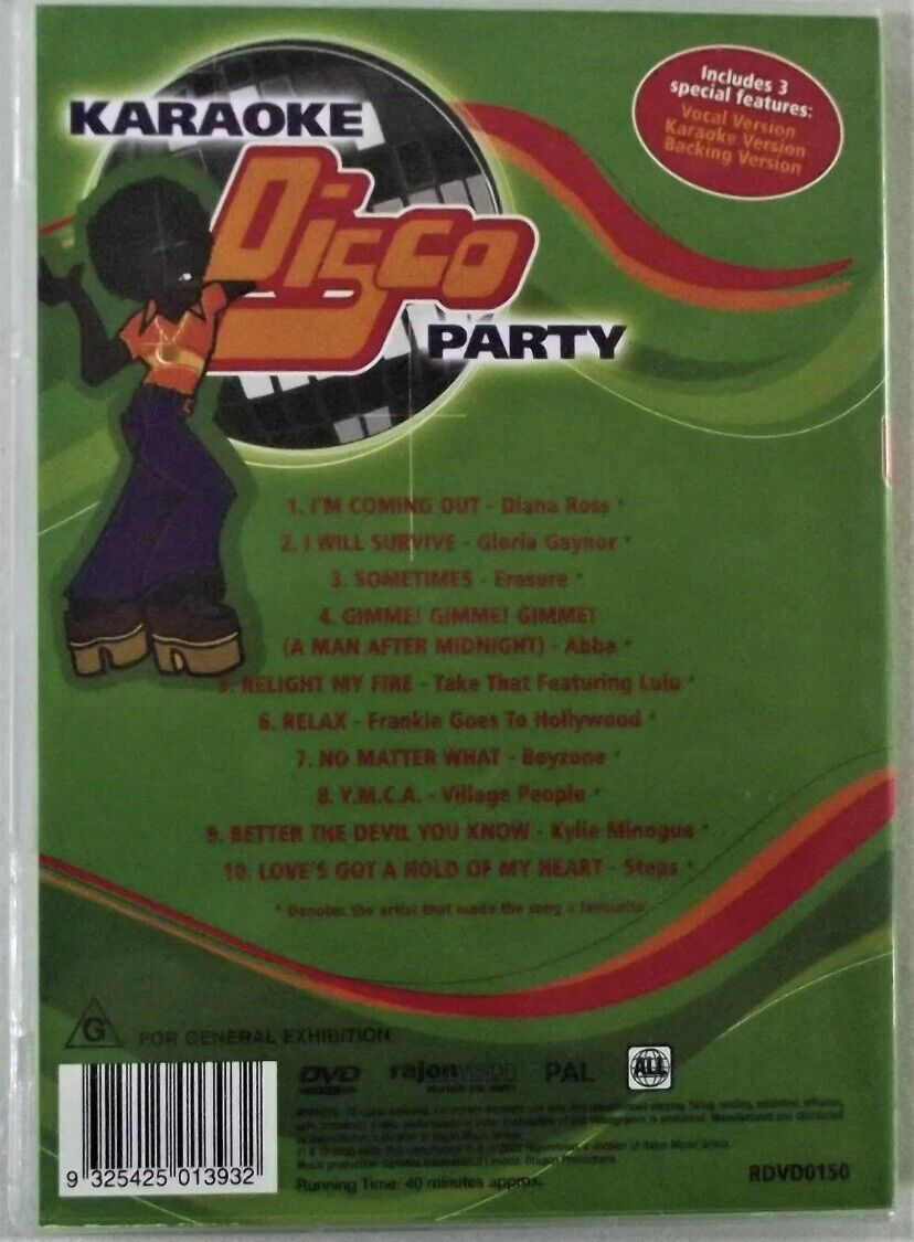 DVD KARAOKE DISCO PARTY Music R All 10 Tracks Unsealed NEW