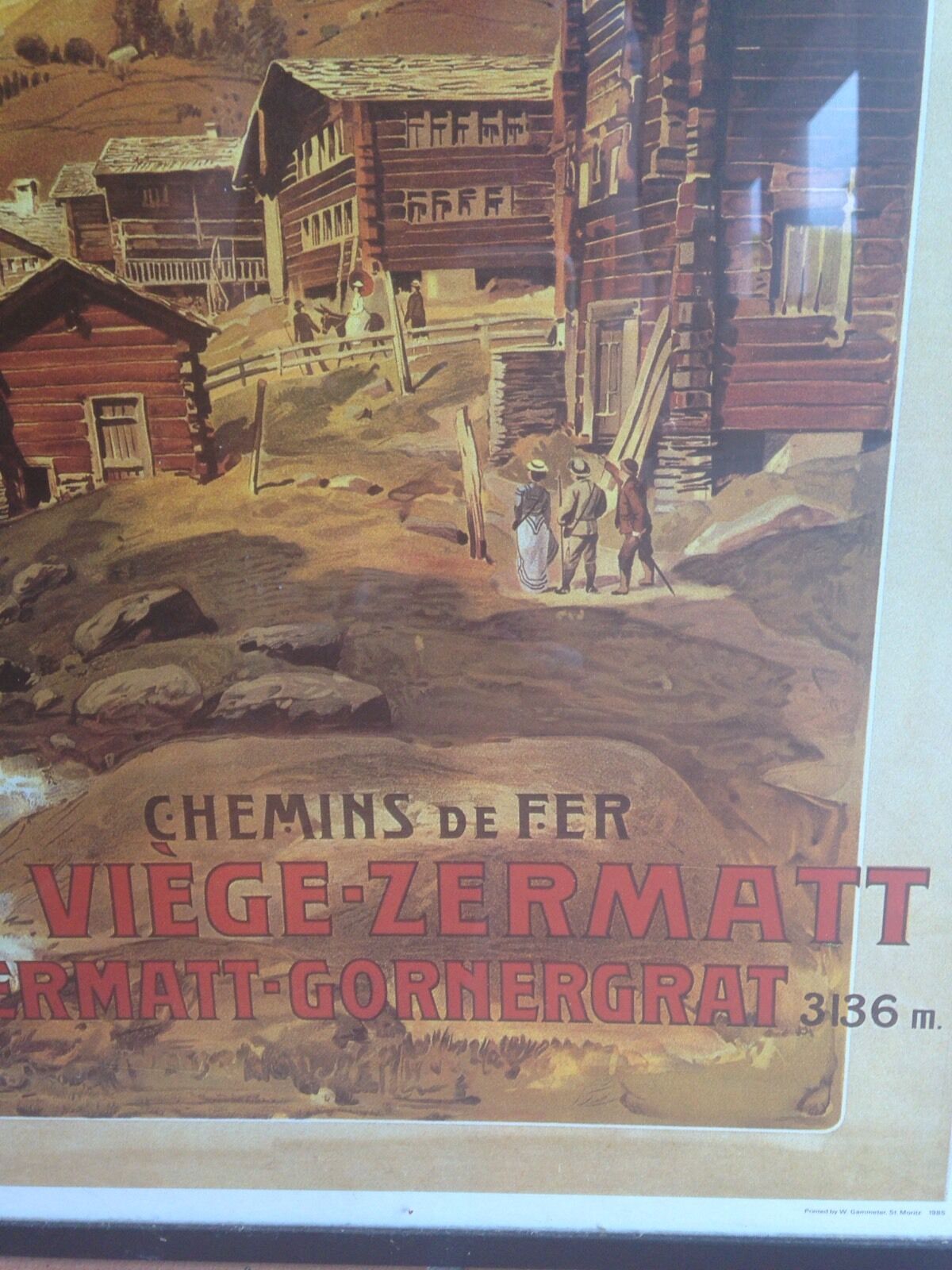 Framed Print A RECKZIEGEL ZERMATT "Chemins de der" Switzerland Swiss with Glass