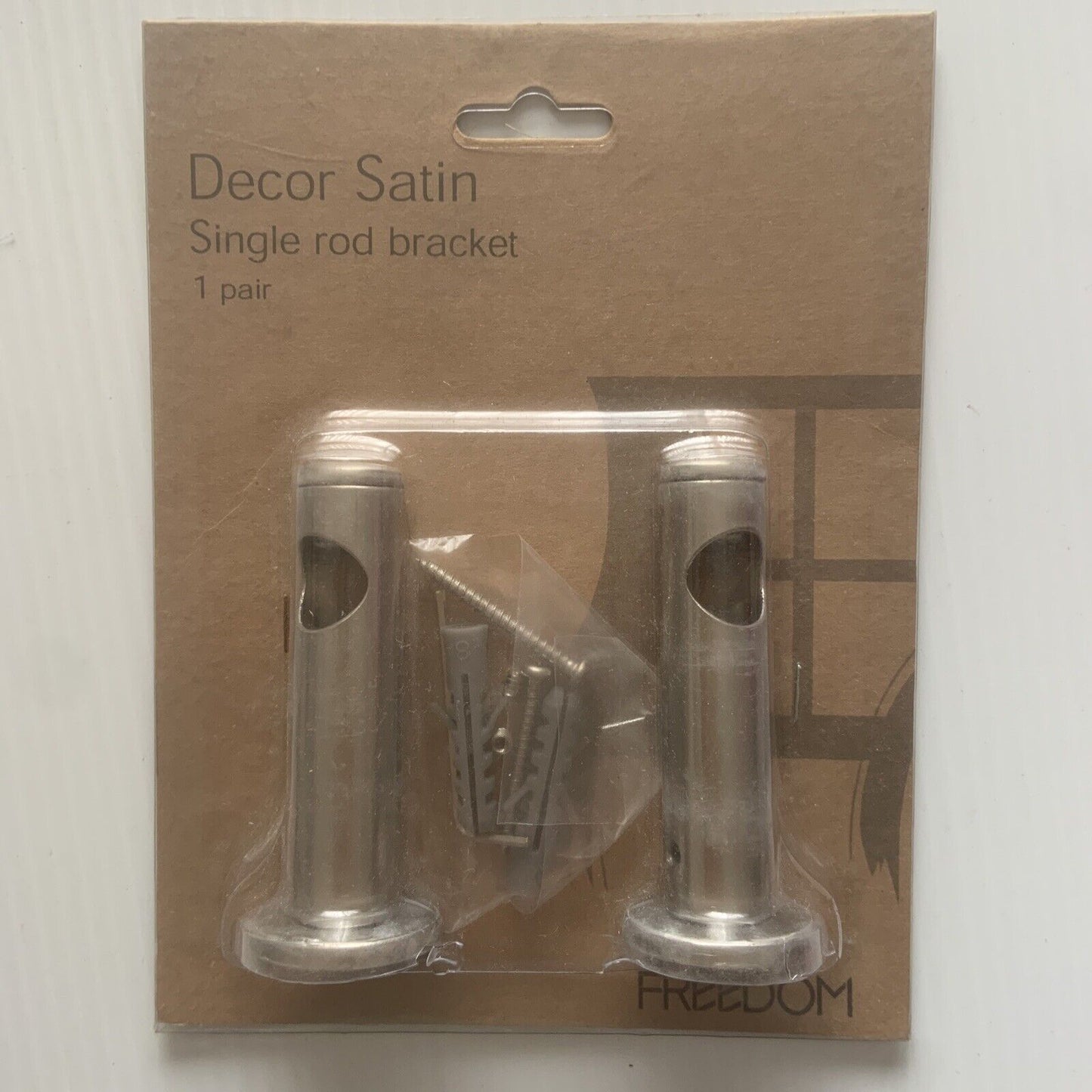 New 1 Pair FREEDOM Curtain Rod Bracket Decor Satin Single Metal Pole Slide Thru