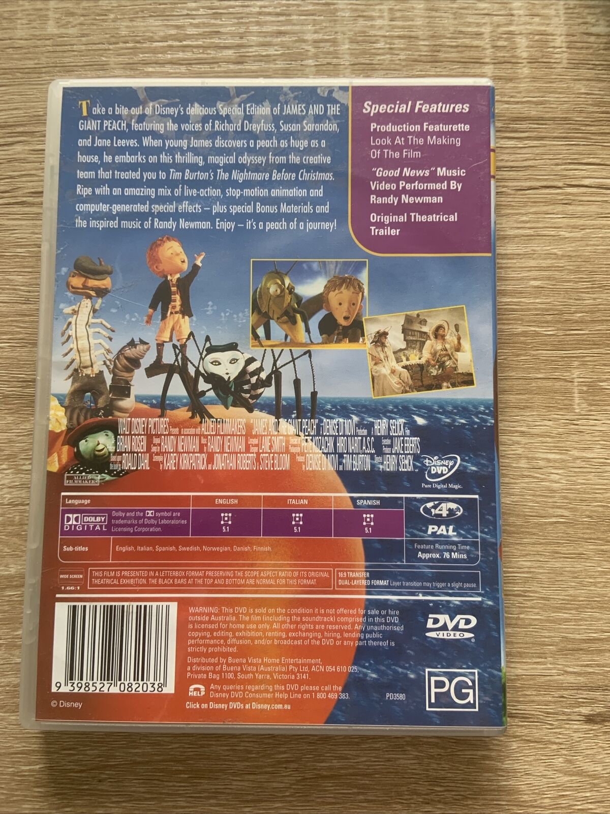 DVD JAMES AND THE GIANT PEACH Disney Collection Richard Dreyfuss Paul Terry Film