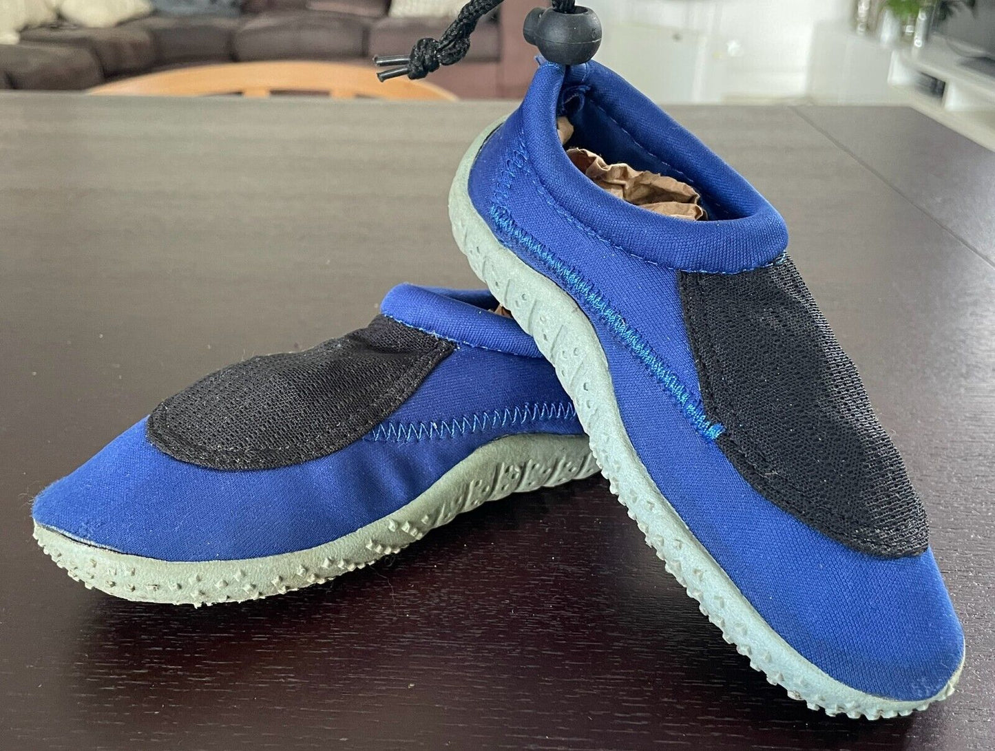 Boys Size 1 MIRAGE Aqua Shoes Blue Neoprene for Dive Surf Swim Beach 19.5cm Long