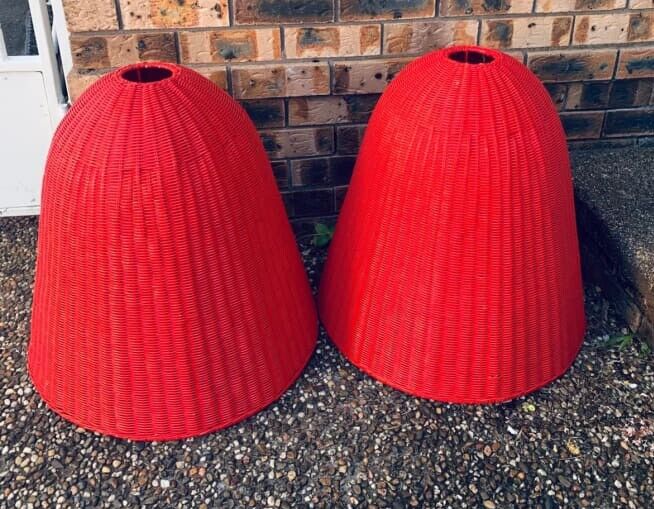 Huge 60cm Glossy Red Wicker Cane Wicker Light Shades Hanging Ceiling