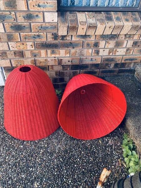 Huge 60cm Glossy Red Wicker Cane Wicker Light Shades Hanging Ceiling