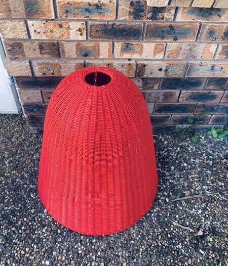 Huge 60cm Glossy Red Wicker Cane Wicker Light Shades Hanging Ceiling