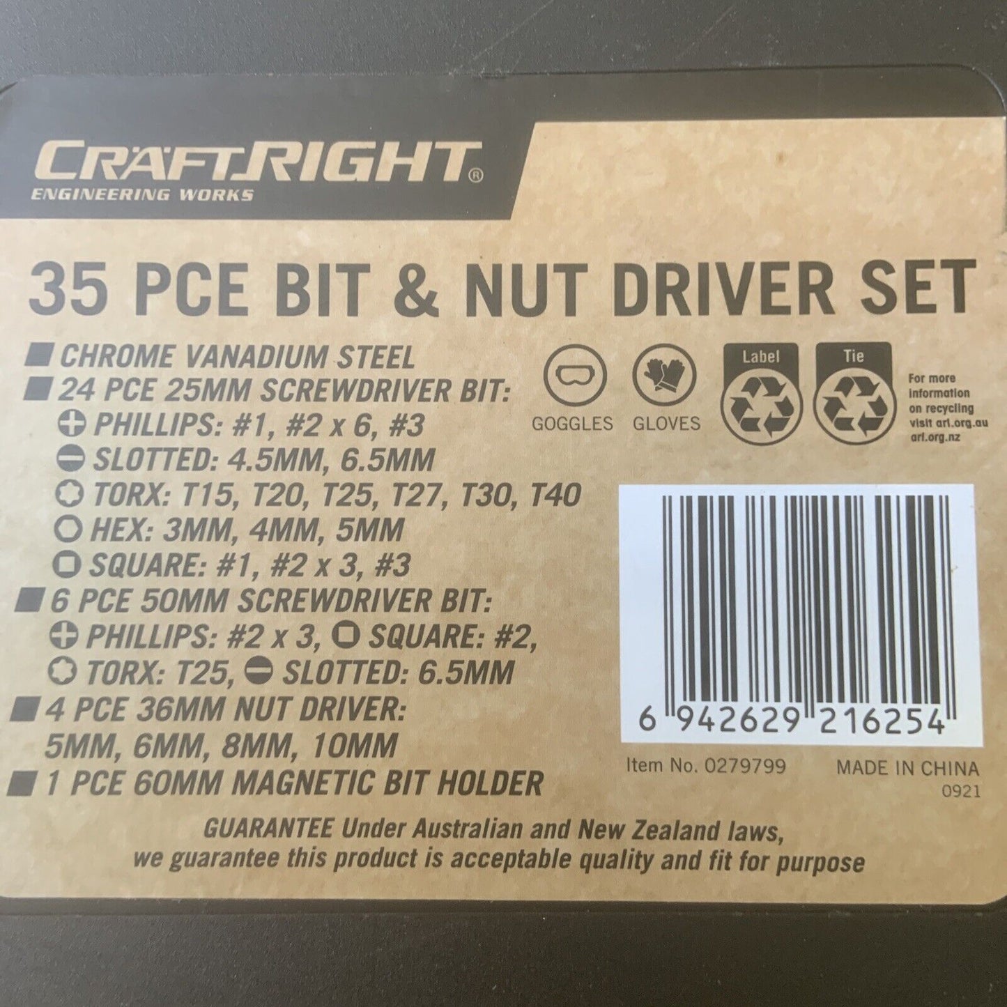 CRAFTRIGHT BIT & NUT DRIVER SET 35 Piece see Specs Last Pic NEW Sealed Box Tools