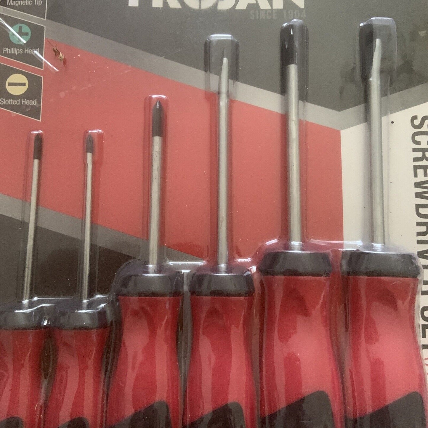 TROJAN 6 Pce CRV Screwdriver Set Magnetic Tip Phillips Slotted Sealed Tools NEW