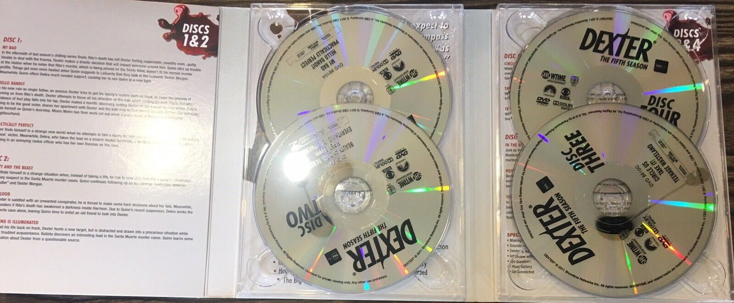 DVD DEXTER The Fifth Season 4 Disc Showtime Special Feature Dark Cult TV Series