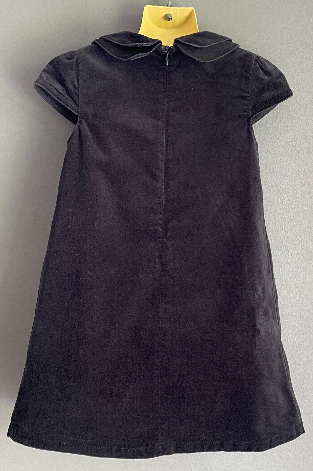 Vintage Girls ESPRIT Dress Navy Velour Cap Sleeve Peter Pan Collar Size 6 - 7